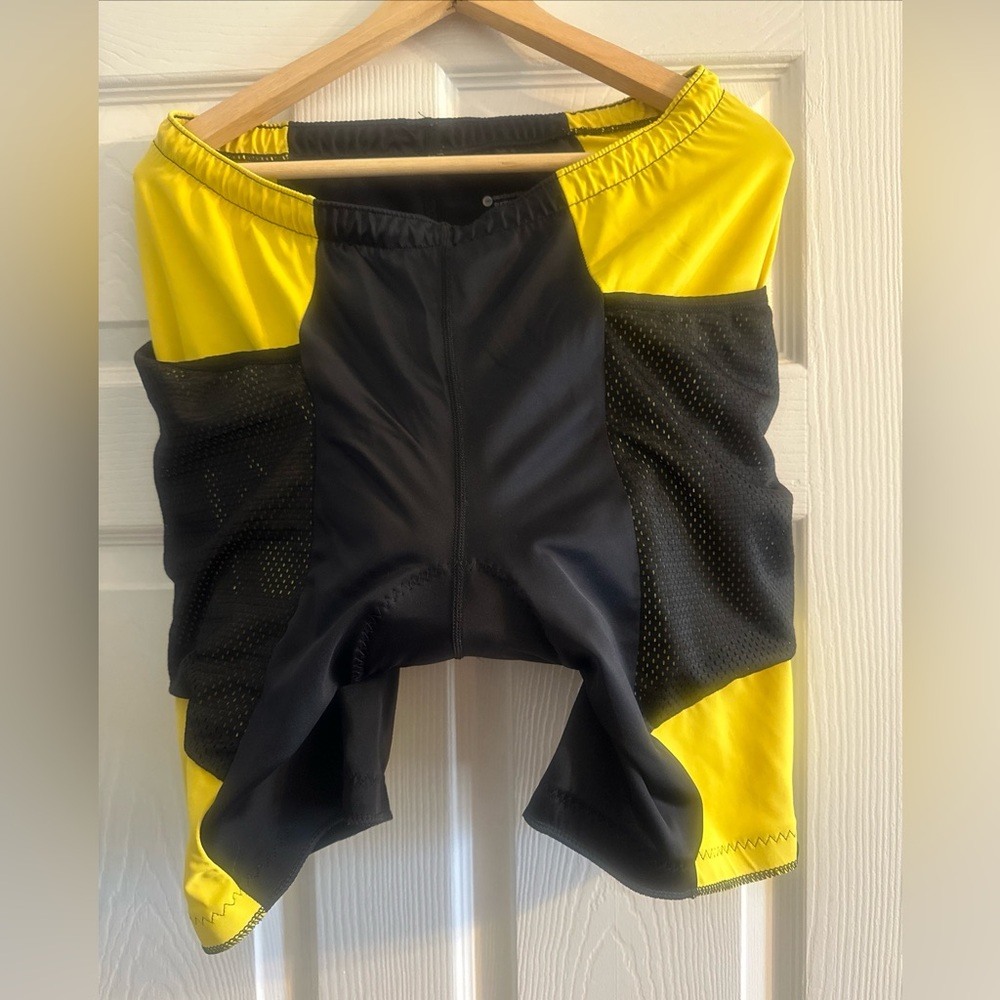 Women's Aero Tech Designs Cycling Shorts Gel Padded Black Yellow XXL